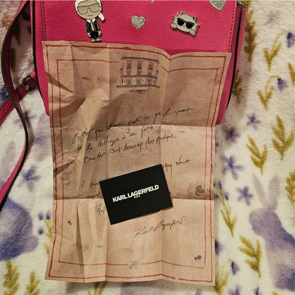 Women's Karl Lagerfeld & Choupette Pink Crossbody Bag - EUC - Picture 8 of 8
